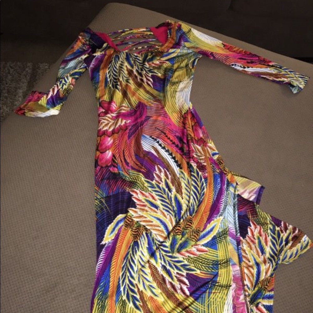 Multi Colored Long Dress With High Split - image 1